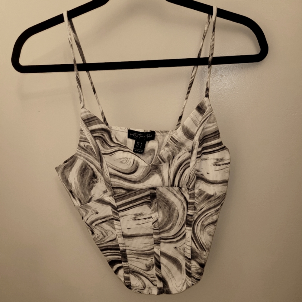 Marble crop tank top